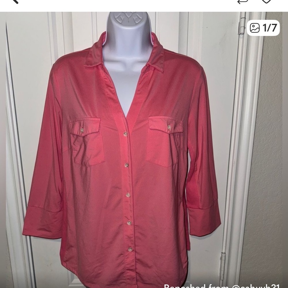 J. McLaughlin Orange/pinky Button-Down Top